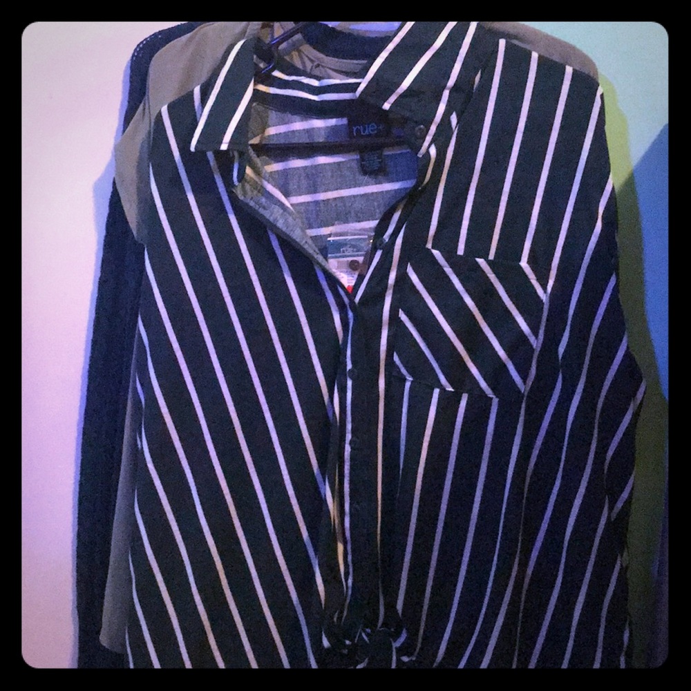 Green and white stripped blouse from rue21